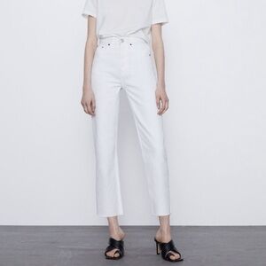 Zara Cream Straight Leg Jeans